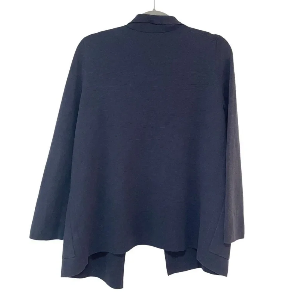 Womens J.Crew Eloise Navy Blue Wool Blend Open Knit Blazer Pockets Workwear